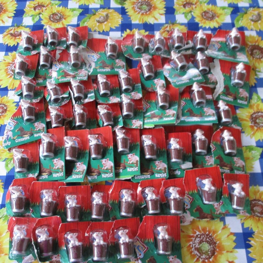 Vintage Lot of 50 Topps Baby Pigs in a Barrel Resin Plastic PVC Figurines